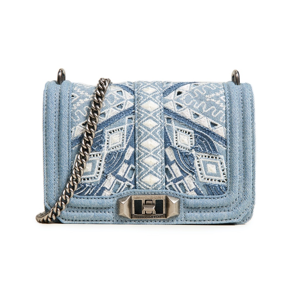 Rebecca Minkoff Love Small Embroidered Denim Cross